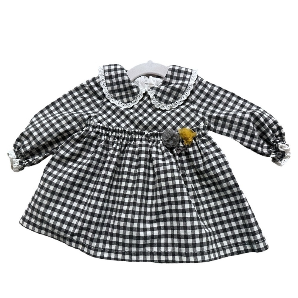 Mayoral Newborn Baby Girl Gingham Long-Sleeve Dress with Lined Skirt 2-4 Months